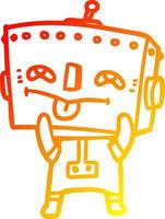 warm gradient line drawing cartoon robot vector