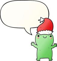 cute christmas frog and speech bubble in smooth gradient style vector