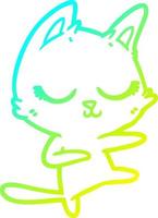 cold gradient line drawing calm cartoon cat vector