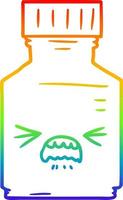 rainbow gradient line drawing cartoon pill jar vector