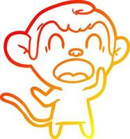 warm gradient line drawing shouting cartoon monkey vector