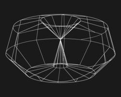 Cyber distorted grid, retro punk design element. Wireframe wave geometry grid on black background. Vector illustration