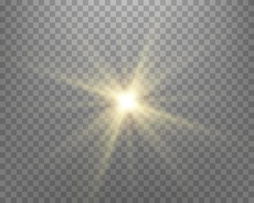 Sunlight lens flare, sun flash with rays and spotlight. Vector illustration.