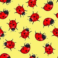 Ladybugs spring seamless vector pattern