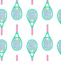patrón simple sin costuras con raquetas de tenis grandes y coloridas de fideos. vector
