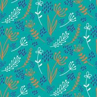 Abstract floral seamless pattern with doodle elements. vector
