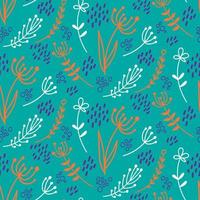 Abstract floral seamless pattern with doodle elements. vector