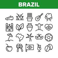 conjunto de iconos de elementos de país nacional de brasil vector