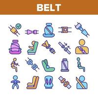 Belt Safety Equipment Collection Icons Set Vector