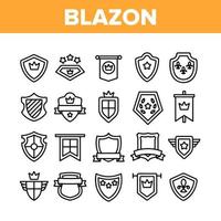 Blazon Shield Shapes Collection Icons Set Vector