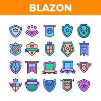 Blazon Shield Shapes Collection Icons Set Vector