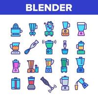 Blender Kitchen Tool Collection Icons Set Vector