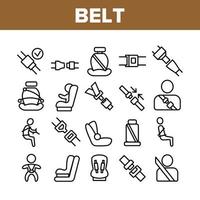 Belt Safety Equipment Collection Icons Set Vector