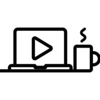 View the video on the laptop vector icon. Isolated contour symbol illustration