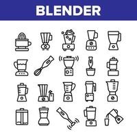 Blender Kitchen Tool Collection Icons Set Vector