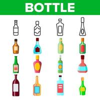 Glass Bottles Linear Vector Icons Set