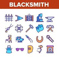 Blacksmith Collection Elements Icons Set Vector