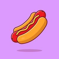 Hotdog Cartoon Vector Icon Illustration. Food Object Icon  Concept Isolated Premium Vector. Flat Cartoon Style