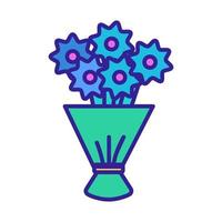 Flowers on the holiday icon vector. Isolated contour symbol illustration vector