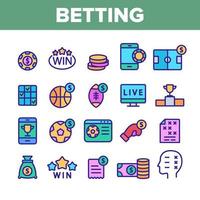 Betting Football Game Color Vector Icons Set
