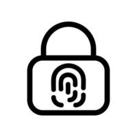 The lock fingerprint is a vector icon. Isolated contour symbol illustration