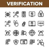 Verification of ID Vector Thin Line Icons Set
