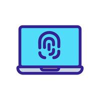 Laptop fingerprint icon vector. Isolated contour symbol illustration vector