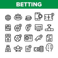 Betting Football Game Collection Vector Icons Set