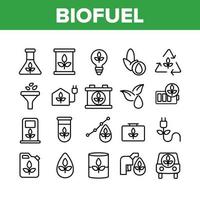 conjunto de iconos de colección de energía ecológica de biocombustibles vector