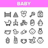 Collection Baby Toys And Elements Vector Icons Set