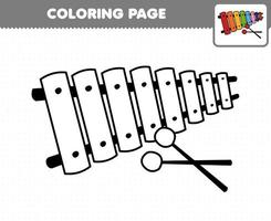 Education game for children coloring page cartoon music instrument xylophone printable worksheet vector