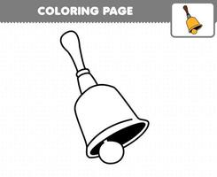 Education game for children coloring page cartoon music instrument bell printable worksheet vector