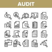 Audit Finance Report Collection Icons Set Vector