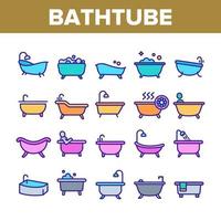 Bathtube And Shower Collection Icons Set Vector