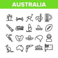 Australia Country Nation Cultural Icons Set Vector