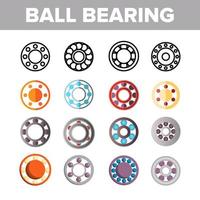 Ball Bearing Mechanism Vector Color Icons Set