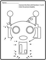 Educational game of dot to dot puzzle with doodle robot for children,Vector illustration vector