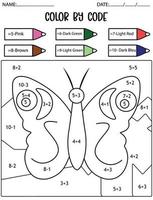 juego de conteo de vacaciones de primavera, color por código, actividad matemática para niños vector