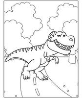 Beautiful Dinosaur Coloring Page For Children.Hand-painted in cartoon style with Beautiful picture for coloring. Jurassic Park. Prehistoric landscape printable. vector