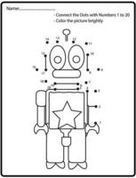 Educational game of dot to dot puzzle with doodle robot for children,Vector illustration vector