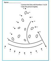 Summer Game Dot to dot Worksheets game for kids. vector