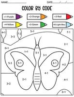 juego de conteo de vacaciones de primavera, color por código, actividad matemática para niños vector