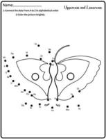 Connect the dots children educational drawing game. .Numbers activity for kids and toddlers. with butterfly vector