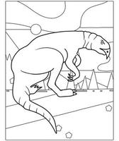 Beautiful Dinosaur Coloring Page For Children.Hand-painted in cartoon style with Beautiful picture for coloring. Jurassic Park. Prehistoric landscape printable. vector