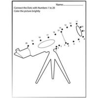 space dot-to-dot and color activity. Astronomy connect the dots game for children. Funny math coloring vector