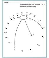 Summer Game Dot to dot Worksheets game for kids. vector