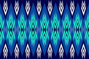 Ikat blue art. Ethnic seamless pattern. Traditional tribal style. Aztec handcraft. Design for background,illustration,texture,fabric,batik,clothing,wrapping,wallpaper,carpet,embroidery vector