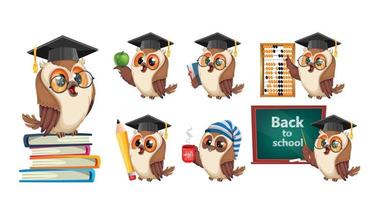 Owl in graduation cap. Back to school vector
