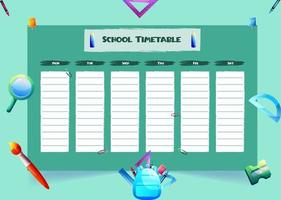 horario escolar. horario del plan de los niños. lindo fondo colorido. fondo vectorial antecedentes educacionales. dibujo vectorial planificador semanal para niños vector