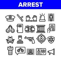 Collection Arrest Elements Sign Icons Set Vector